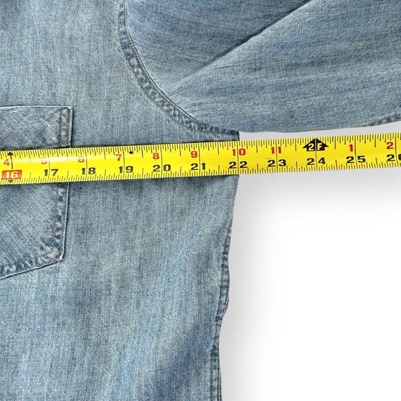 Rails Phoenix Aztec Embroidered Chambray Denim Button Shirt L Mid Vintage Wash - Picture 11 of 12